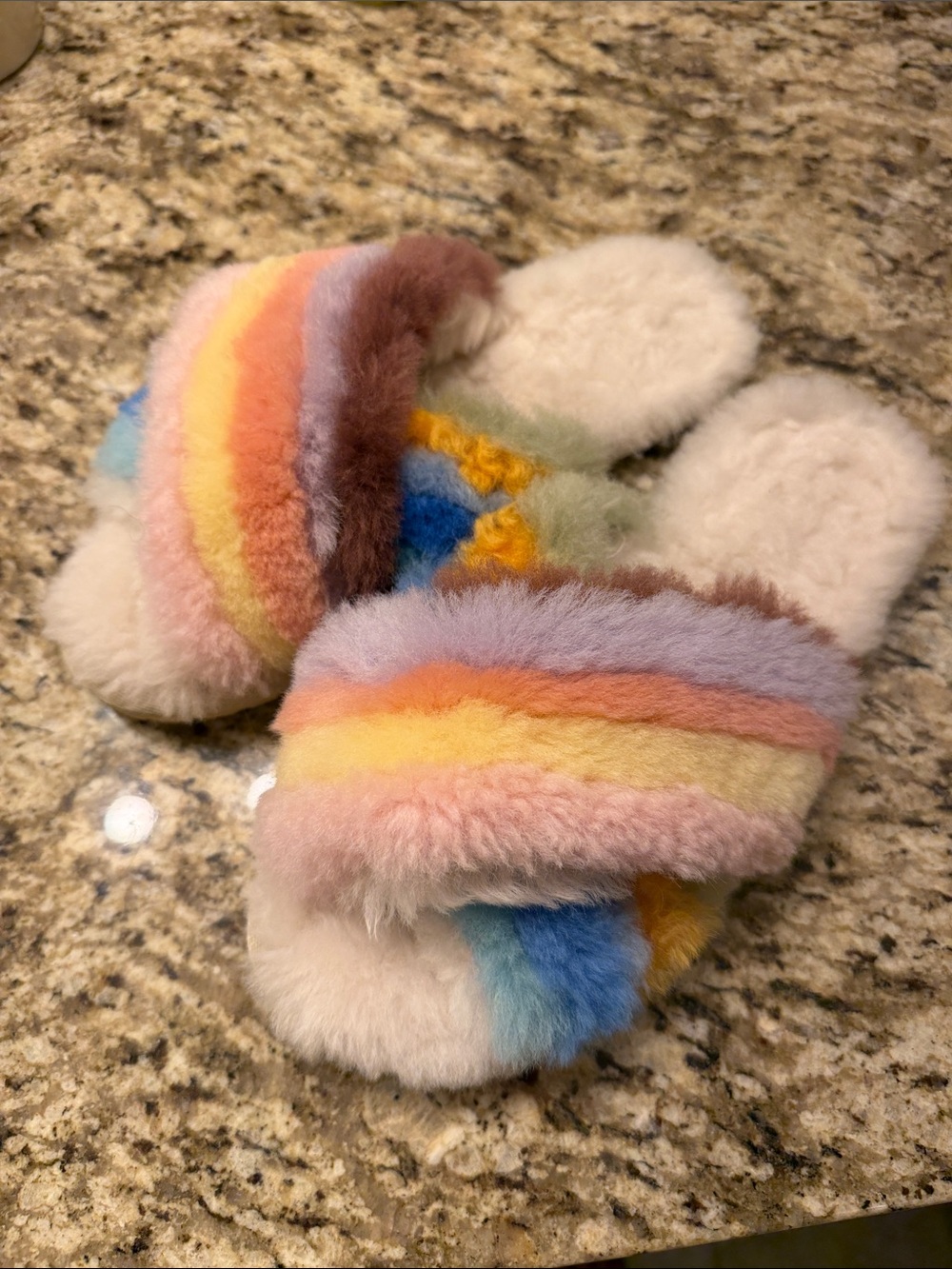 Emu Pastel Rainbow Sheepskin Slide Slippers